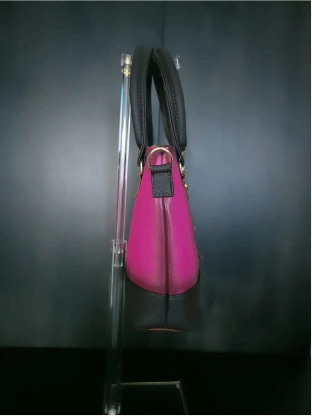 Mexican Hummingbird Embossed VEGAN Leather Handbag – Magenta Pink & Dark Brown